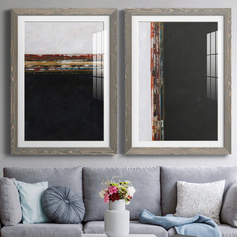 A Sense of Space I - Ensemble de 2 cadres photo, Gris, H 31,5 po x l 47 po x P 1,5 po