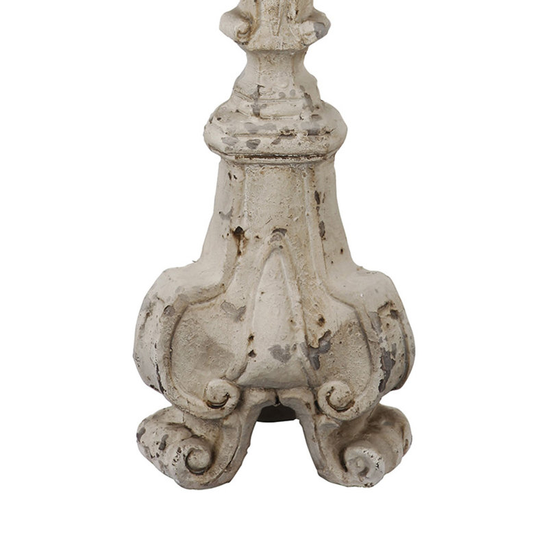 27.5'' H Stone Tabletop Candlestick, Beige 