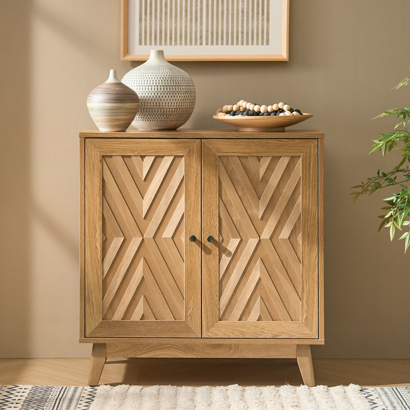 Lekiesha  Transitional 30"Tall 2 Door Accent Cabinet with Solid Wood Legs, Walnut