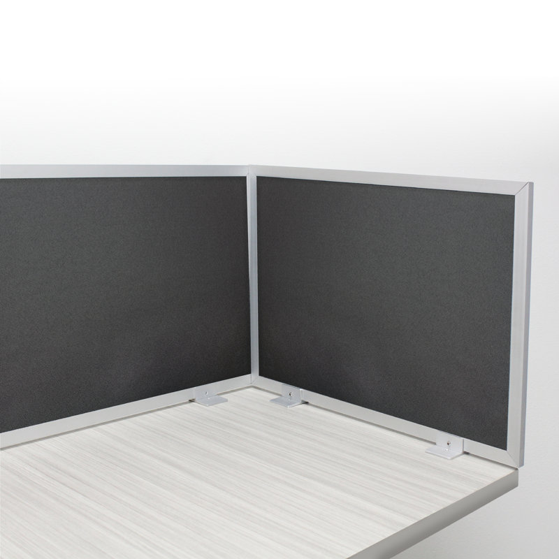 Panneau d'intimité acoustique fixé au bureau, Ardoise, Aluminium, H 24 po x l 30 po x P 0,63 po
