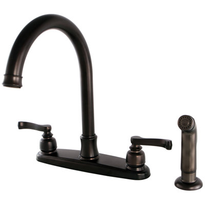 Kingston Brass Royale Two-Handle 4-Hole 8" Centerset Kitchen Faucet with Side Sprayer
