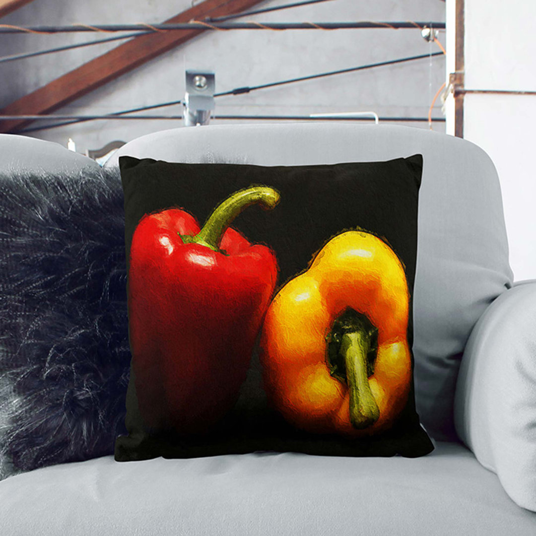 Red and Yellow Bell Pepper Cushion with Filling