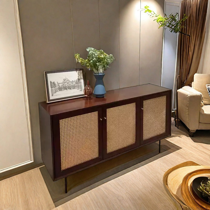 Armoire d'appoint Simple Rattan, Noyer