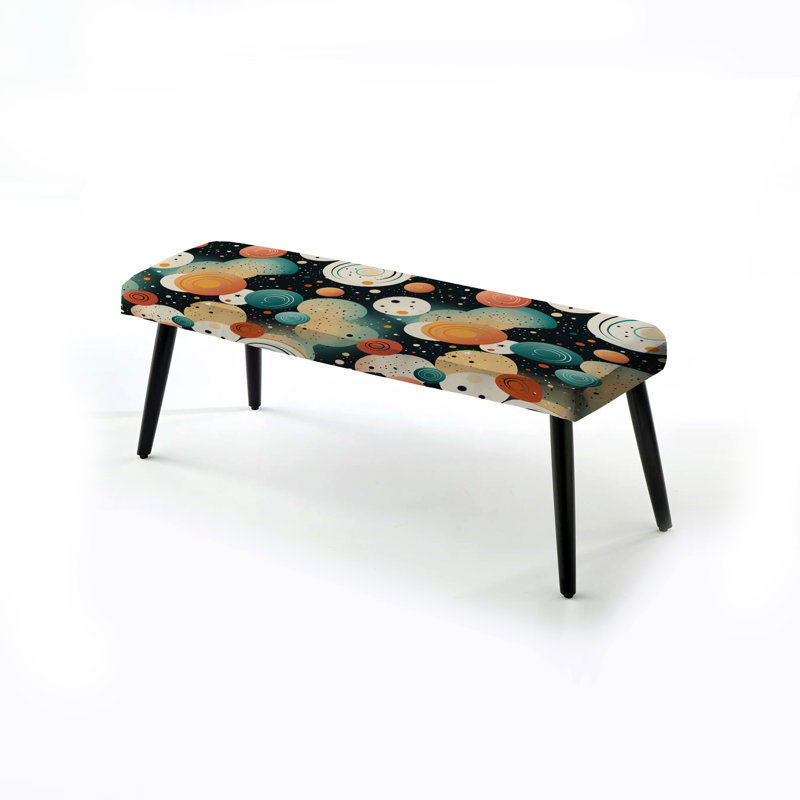 Cosmic Simplicity - Geometric Upholstered Black Bench