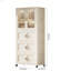 Armoire de rangement latérale pliante de 25,59 po de large avec porte magnétique et armoire de rangement en plastique avec roulettes