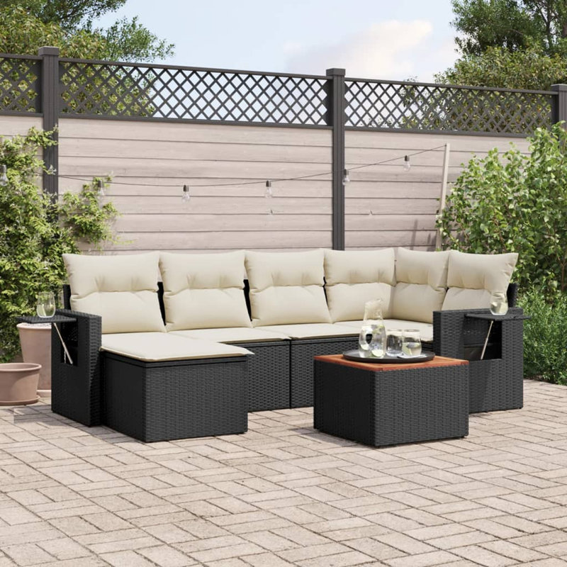 Ensemble de canapé de jardin Vidaxl noir, blanc crème