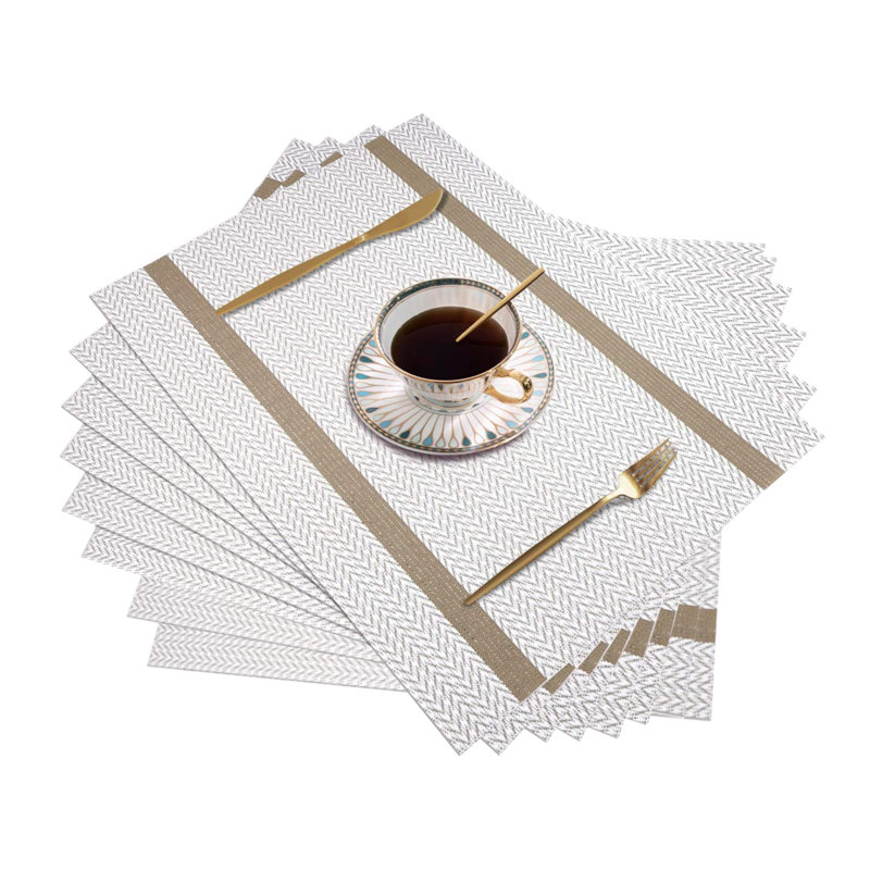 Mela 18" Glitter Vinyl Placemat, Beige
