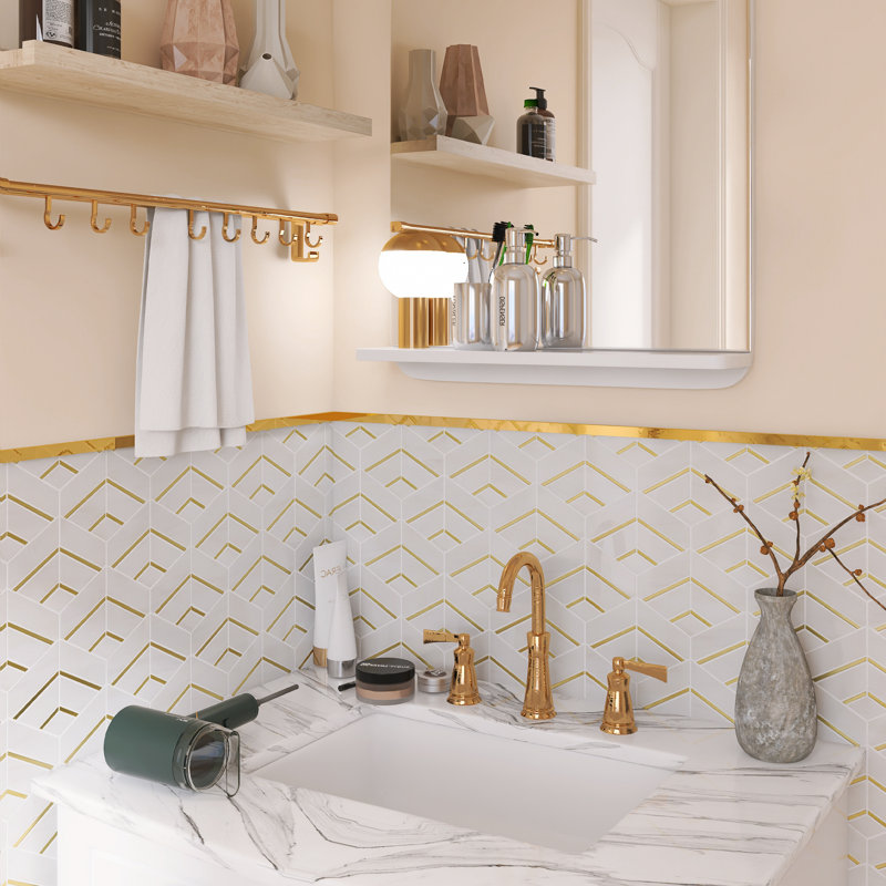Natural Dorato Starwhite 12" x 12" Marble Mosaic Tile