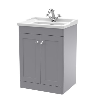 Classique 620mm Double Bathroom Vanity with Drop In Vitreous China Basin