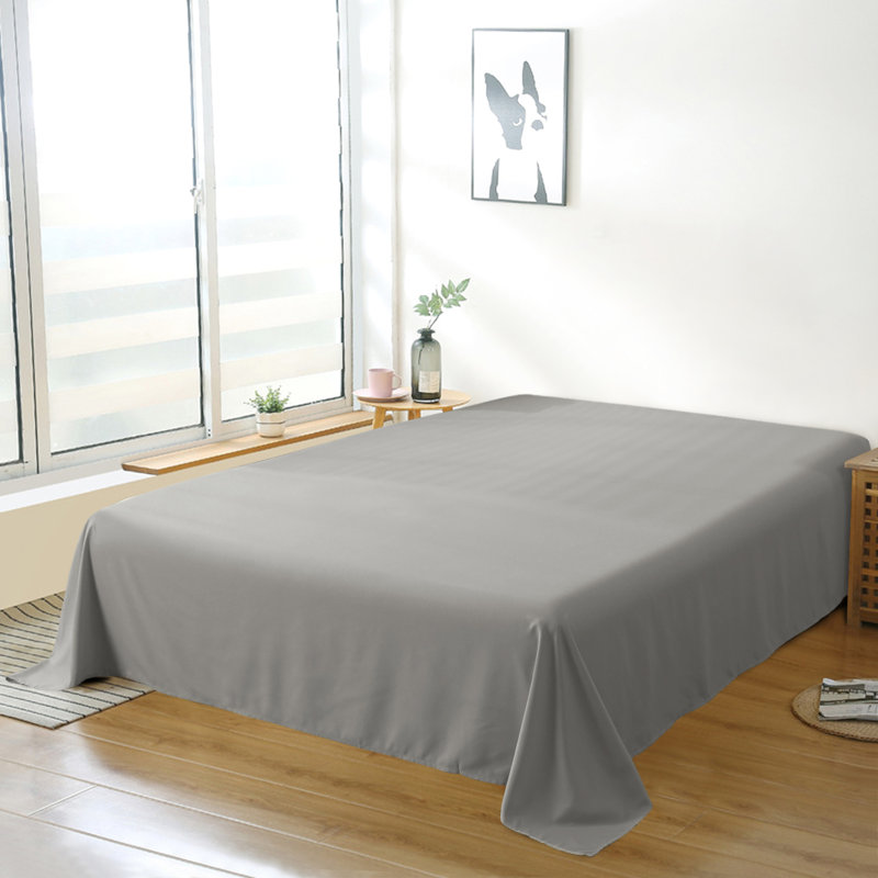Drap plat en microfibre , Gris fumée, Drap plat de taille double
