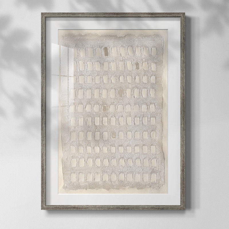 Pearl Punch Card I, White, Distressed Silver Framed Paper