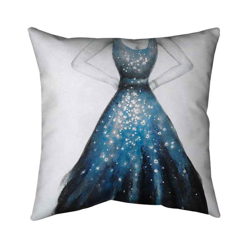 Blue princess dress - 16"x16" Throw pillow - Poly twill - Print on demand