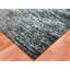 8'2"x8'2" Black Hand Knotted Striae Design Wool and Silk Square Rug FE063818512C4EF5A03673B944490ABC