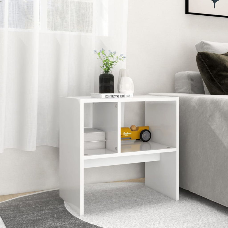 Gnatt Sled End Table, White, White