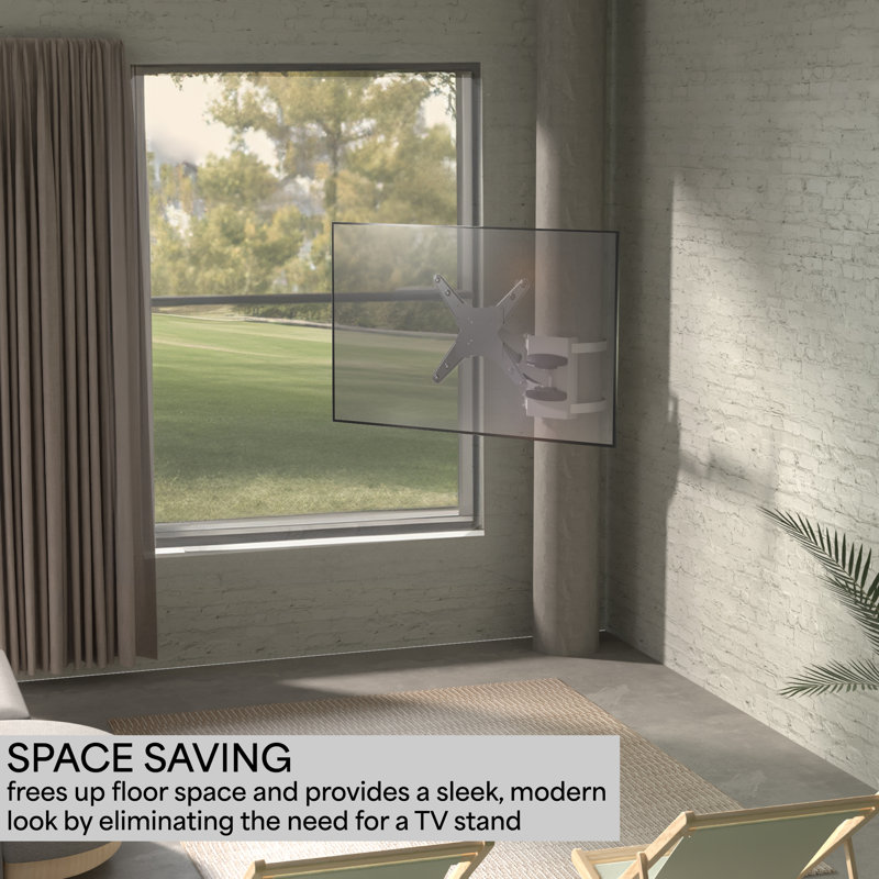 Silver Adjustable Column TV Mount with Pneumatic Arm
