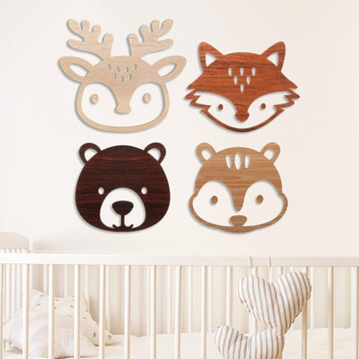 Woodland Animal Wall Decor – Natural Wood – Rustic Forest Nursery And Baby Room Decoration, Adorable Style