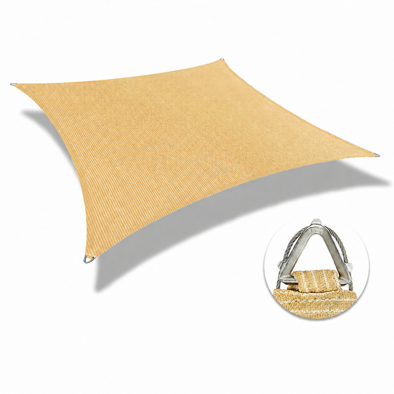 Voile d'ombrage robuste de 260 g Amgo Customize Pro Ring, 18 pi x 23 pi, Beige