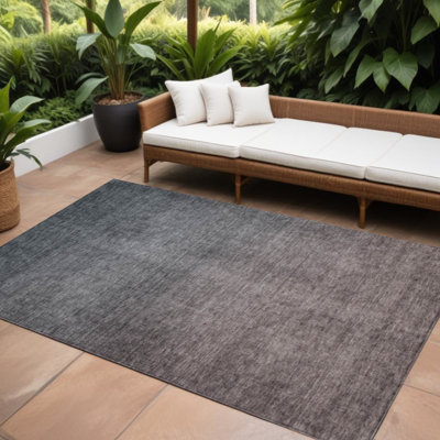 Tapis extérieur lavable gris anthracite et brun 8 pi x 10 pi