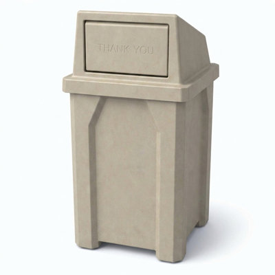 Poubelle extérieure commerciale avec couvercle à pousser 32 gallons Sturdy Essentials | Idéal pour les écoles et les entreprises - granit beige