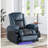 Alair Blue & Black Leather Aire Power Motion Recliner W/Bluetooth, Wireless Charger & Cupholder