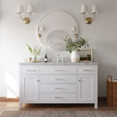 Abbate 60" Single Bathroom Vanity with Carrara White Marble Top