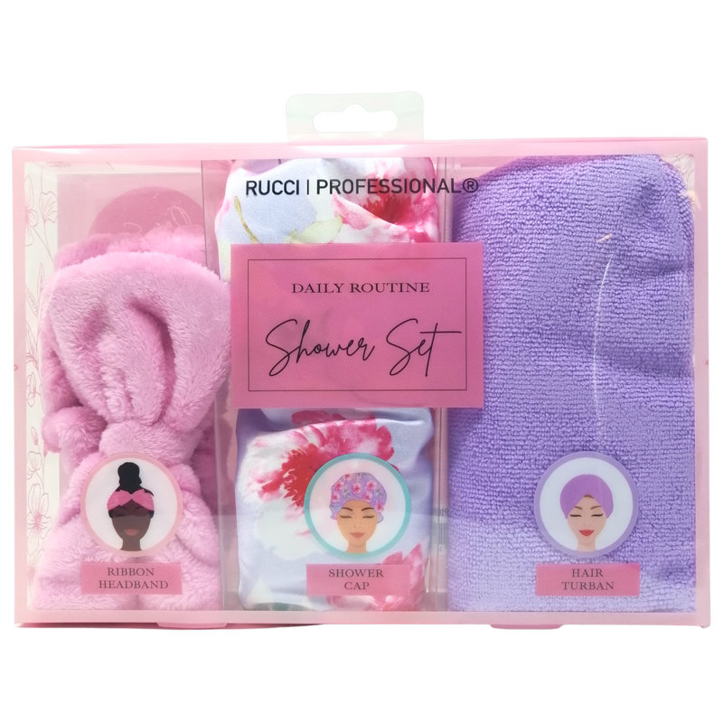 RUCCI | Soft Microfiber Bow Tie Headband & Turban Mulit-Size Set, Purple/Pink