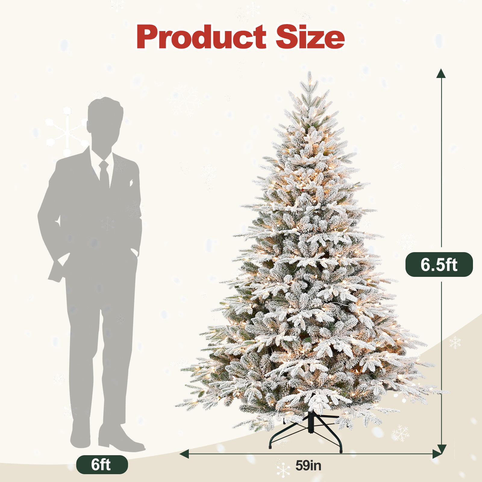 5FT Unlit Blue Spruce Artificial Christmas Tree with 1197 PE&PVC Branch Tips,Full Hinged Xmas Tree with Foldable, 6.5'