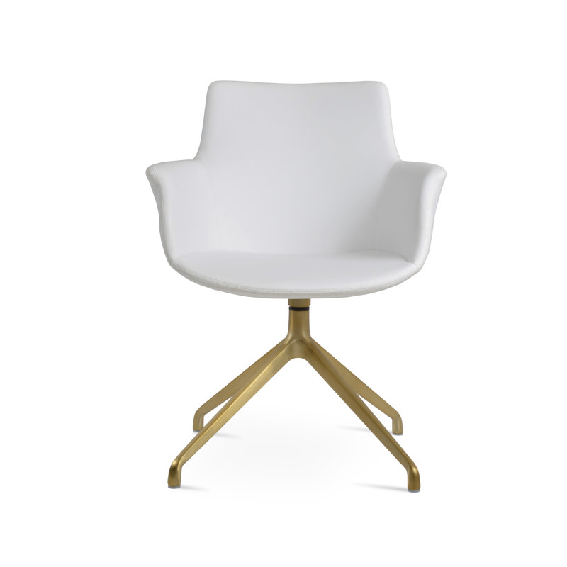 Fauteuil Bottega, Blanc, Laiton