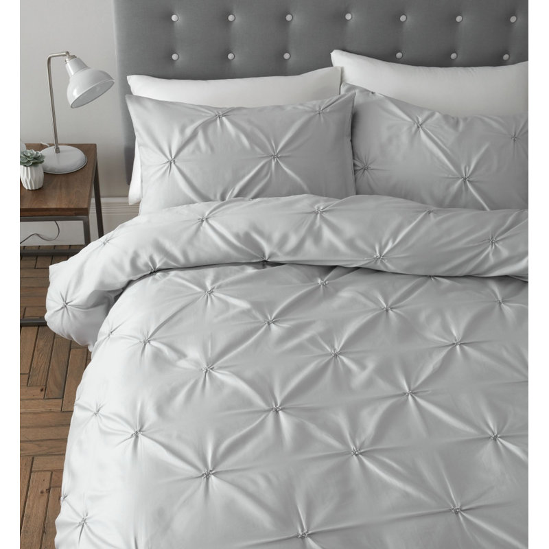 Microfibre Reversible Duvet Cover Set, Silver, Double