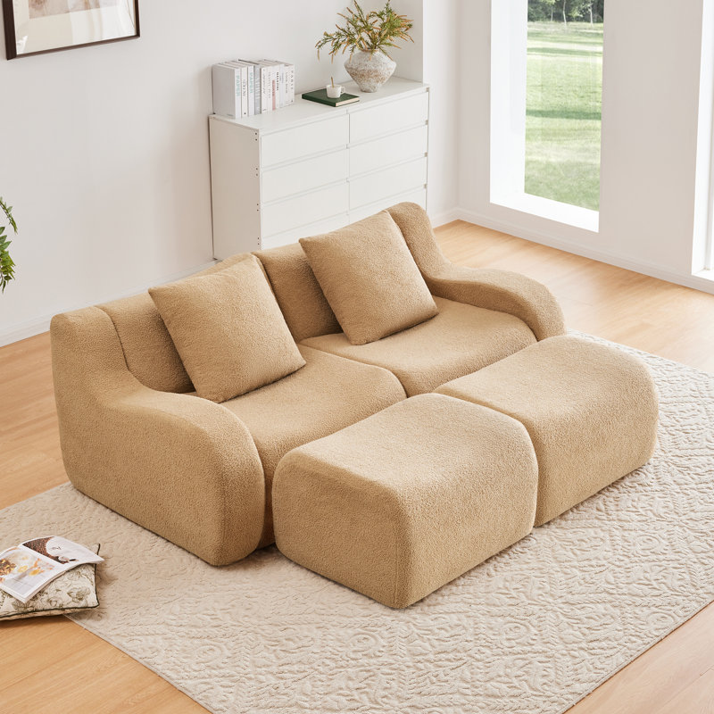 Canapé ergonomique désossé en tissu Teddy, antidérapant pour les salons et les chambres