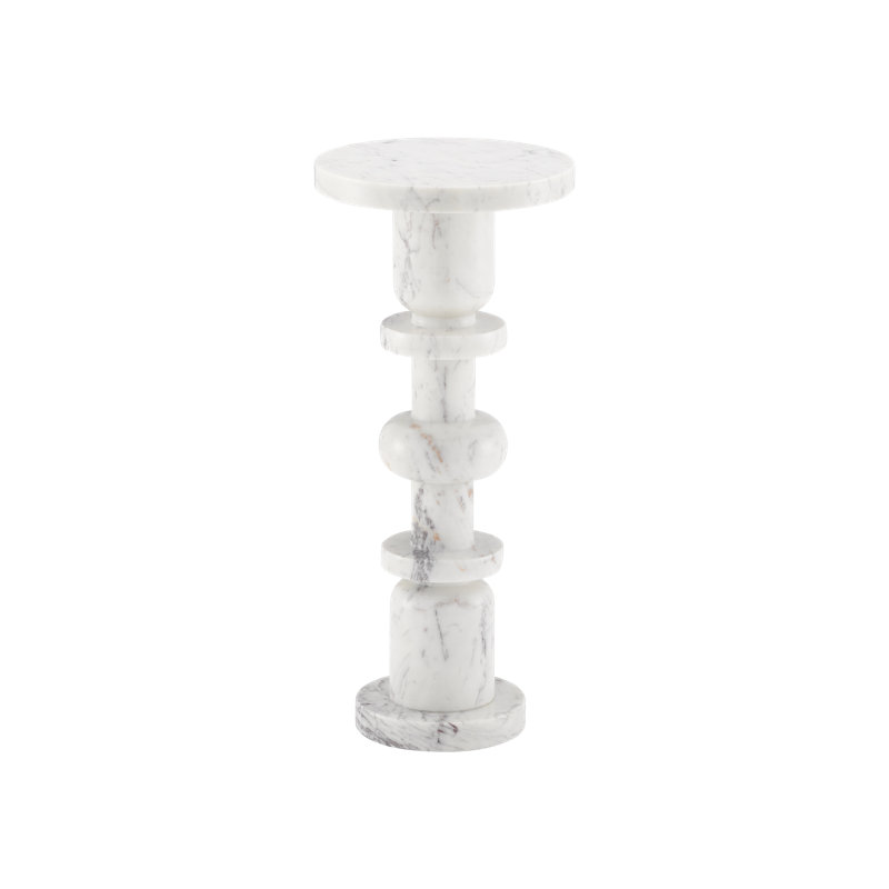 Sasha Marble Top End Table, White