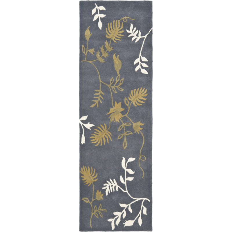 Candelo Soho Hand Tufted Wool And Viscose Floral Rug, Runner 2'6" x 8'