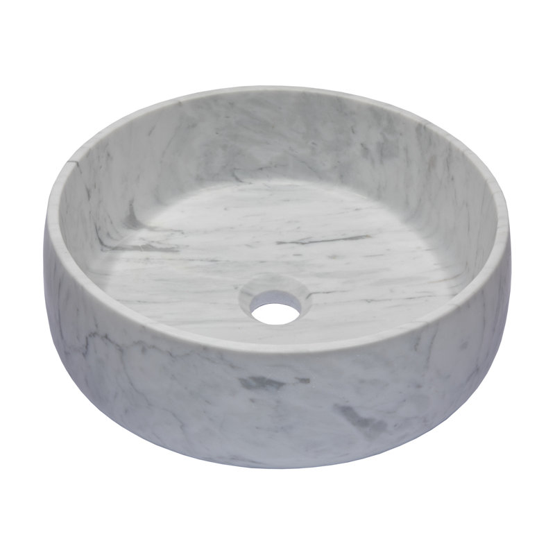 Eden Bath 16'' Natural Stone Circular Bathroom Sink, White