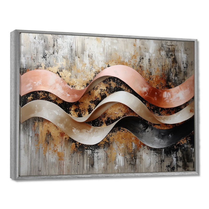 Nwamaka - Abstract Wall Art, Argent, H 30 po x l 40 po, Impression encadrée flottante