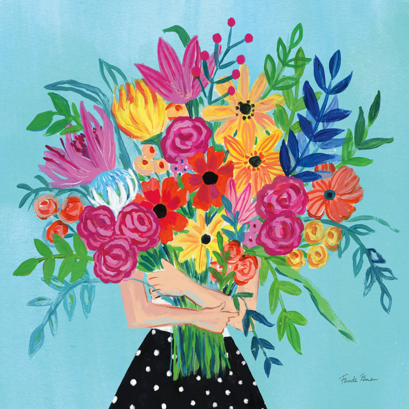 " A Bunch Of Flowers II " by Farida Zaman Painting Print, 12" H x 12" W