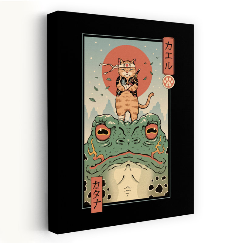 Art contemporain rétro, grenouille de chat, H 24 po x l 16 po