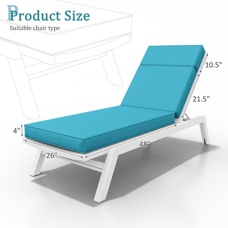 Coussin de chaise longue d'extérieur Wynee, L 25,8 po x P 79,75 po, Bleu lac