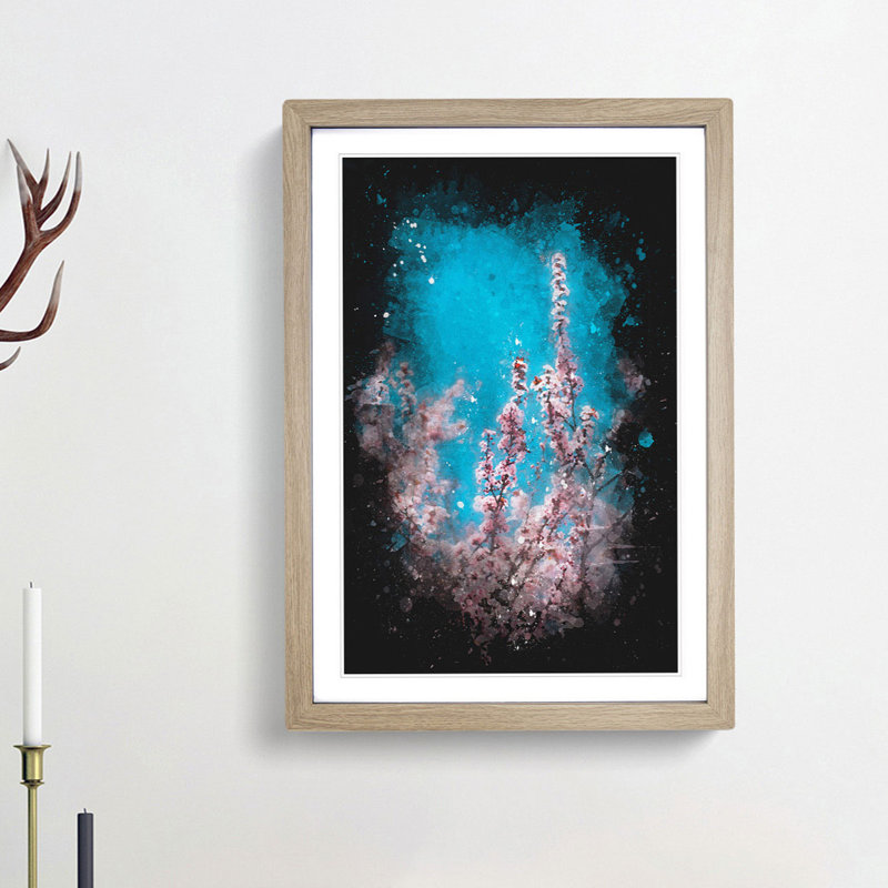 Petals of Pink Cherry Blossom Tree - Picture Frame Graphic Art Print, 33cm H x 24cm W x 2cm D, Oak Framed