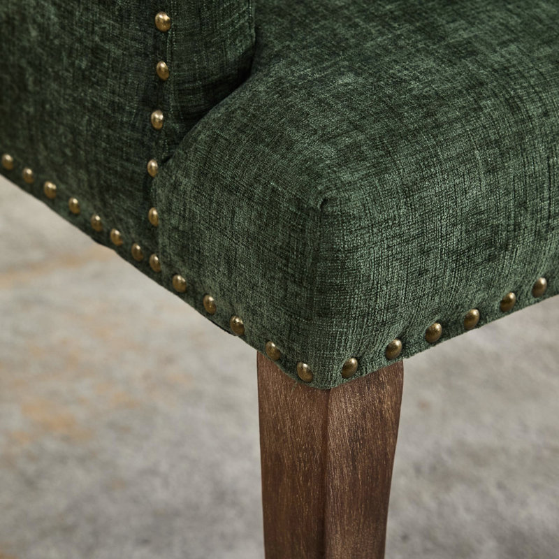 Chaise de salle à manger rembourrée en chenille olive American Design