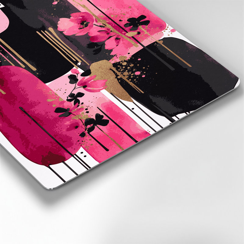 Abstrait aquarelle 69, art mural en métal rose, H 24 po x l 36 po