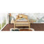 Lit plateforme simple en bois avec tête de lit en forme de maison, rangement à DEL et encastré, naturel
