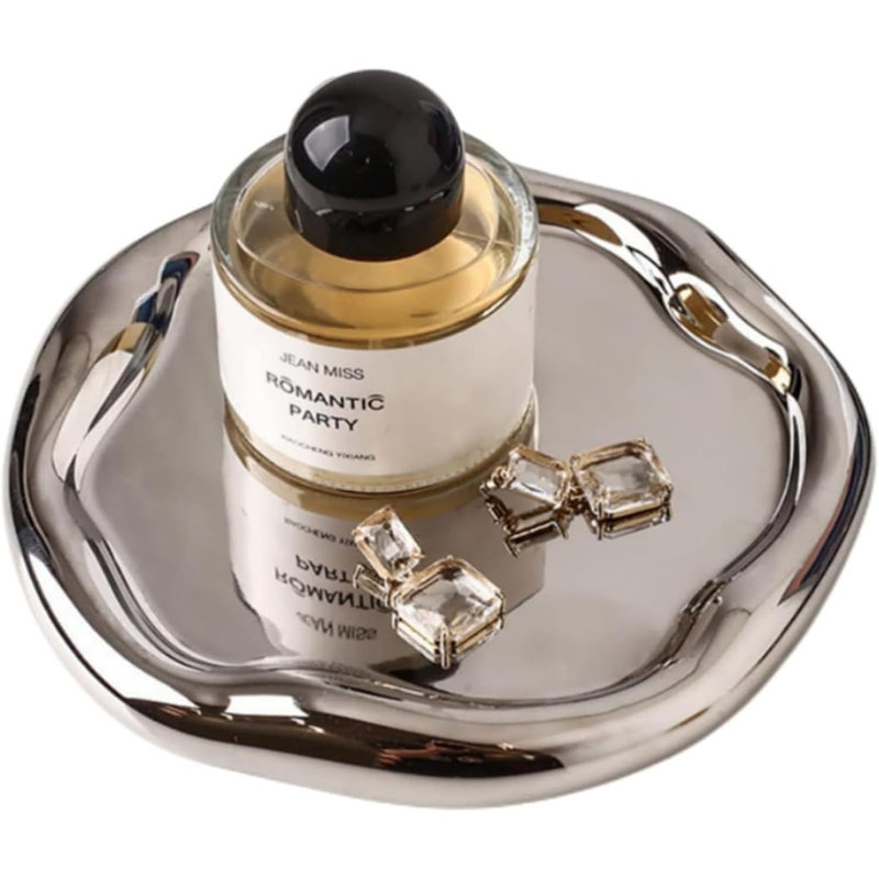 Plateau de coiffeuse rond en céramique, plateau décoratif pour les bijoux, le maquillage et l'organisation de la salle de bain