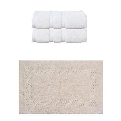 Bublitz Classy Bath Mat 100% Soft Cotton Bath Towel Set & Bath Rug