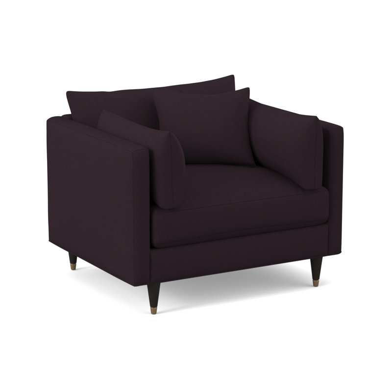 Touffeté de 45 po de largeur Zehava, Velours performance Bella Aubergine