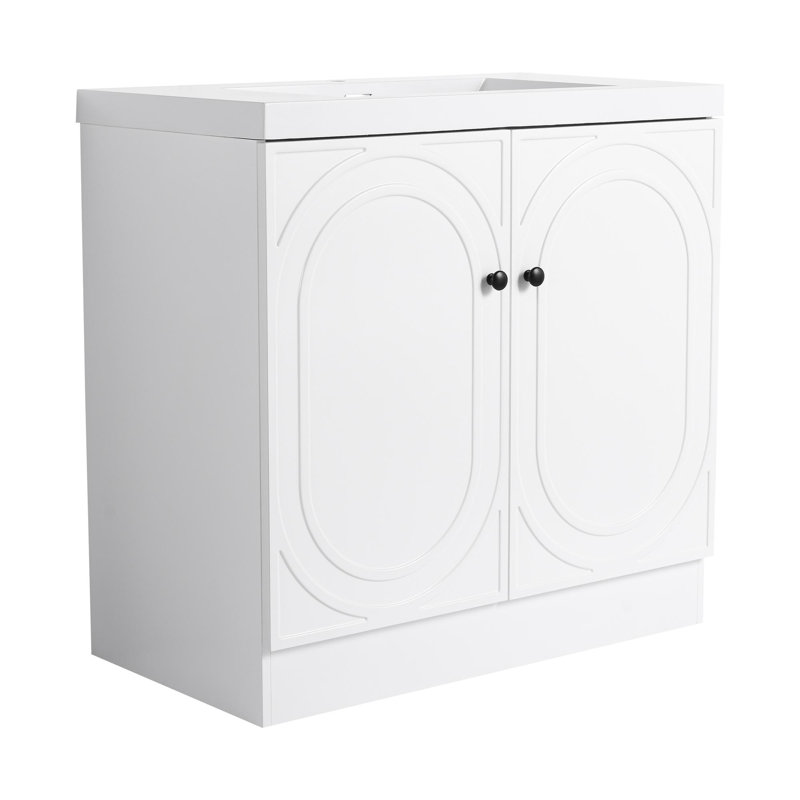 Meuble-lavabo 36 po avec lavabo en résine, Noir, Blanc