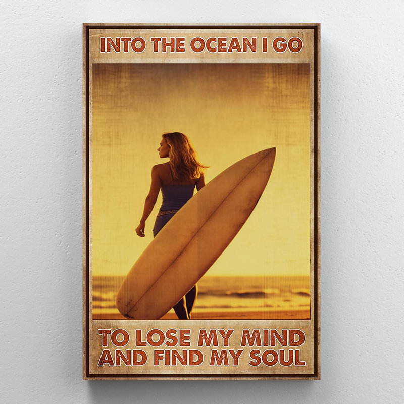 «Surfing In The Ocean I Go On», impression sur toile, H 20 po x l 16 po x P 1,25 po