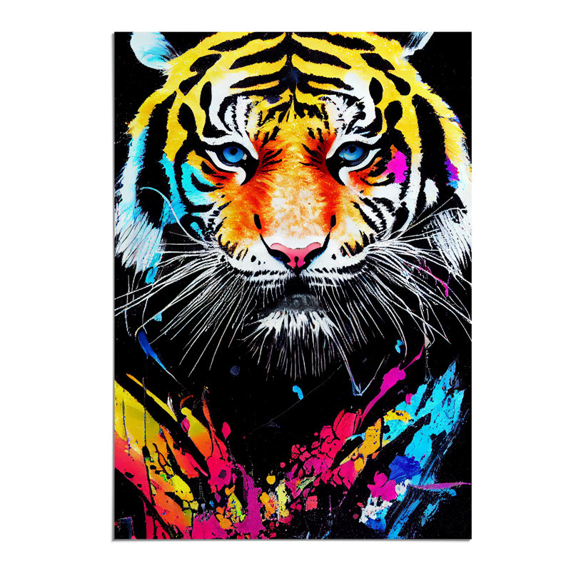 Painted Tiger No.1 Abstract - Wall Art, Paper, 59.4cm H x 42cm W, White