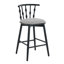 Tabouret de bar d'intérieur en bois Doria, finition noire avec revêtement gris, ensemble de 4
