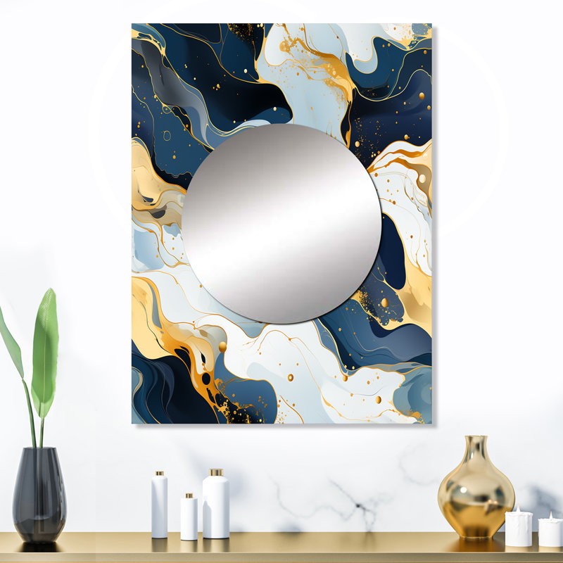 Walf Blue and Red Marble Elegance - miroir mural en marbre, miroir décoratif moderne, impression d'art en métal