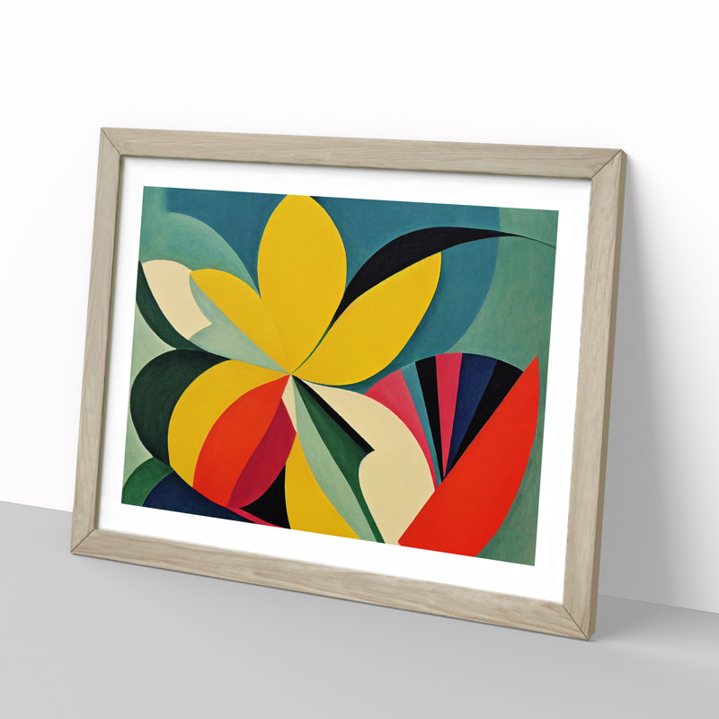 Abstract Daffodil Flowers Vol.1 - Framed Print, 46cm H x 64cm W x 2cm D, Oak